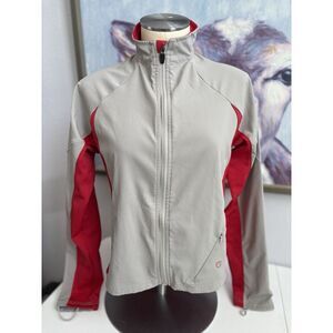 Pearl Izumi Women's Small Light Gray and Red Full Zip Soft Shell Cycling‎ Jacket